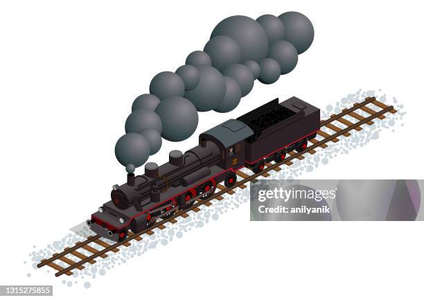 retro steam engine - steam train stock illustrations