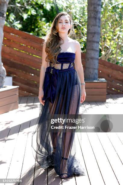 Megan Pormer attends the Jonathan Marc Stein Autumn/Winter 2021 virtual show debut filming on April 29, 2021 in Studio City, California.
