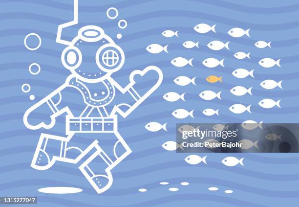 deep sea diver - deep sea exploration stock illustrations