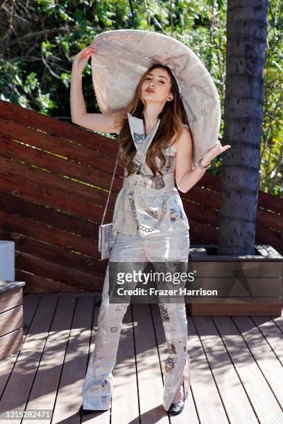 Megan Pormer attends the Jonathan Marc Stein Autumn/Winter 2021 virtual show debut filming on April 29, 2021 in Studio City, California.