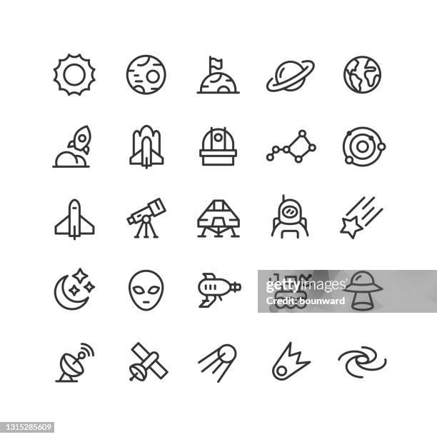 space line icons editable stroke - astronomical telescope stock illustrations