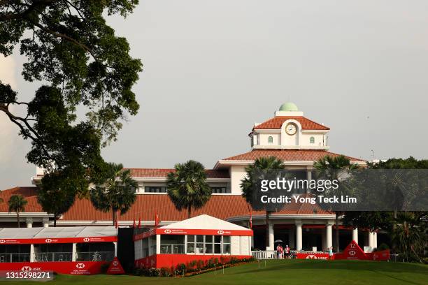 General view of the clubhouse as In Kyung Kim of South Korea plays her shot from the 12th tee during the second round of the HSBC Women's World...