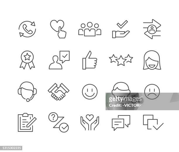 customer relationship icons - classic line series - customer relationship icon stock illustrations