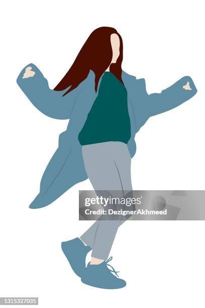 girl in casual autumn clothes on a walk - pre adolescent child stock illustrations