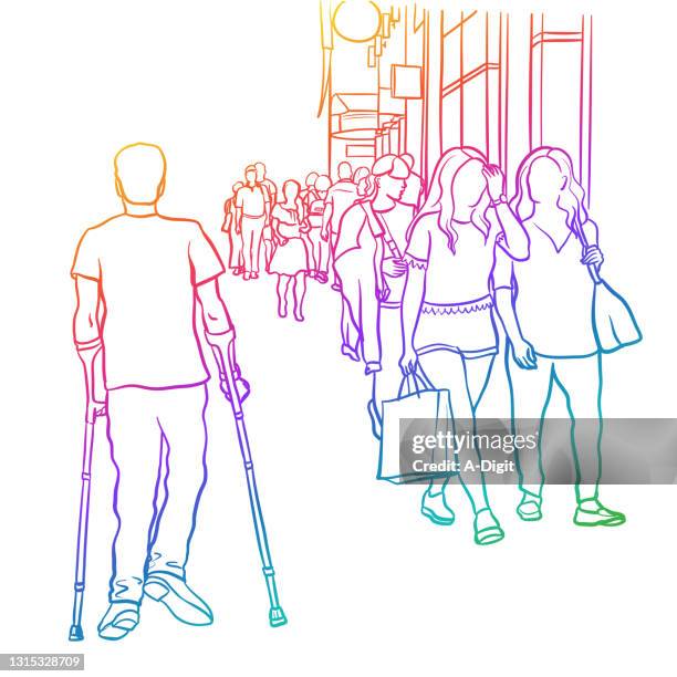 crowded sidewalk challenge rainbow - crowded store stock illustrations