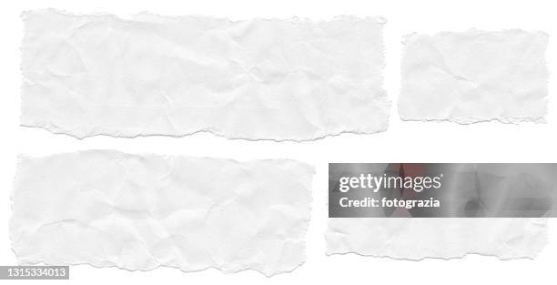 wrinkled torn paper collection isolated on white background - rip science stock pictures, royalty-free photos & images