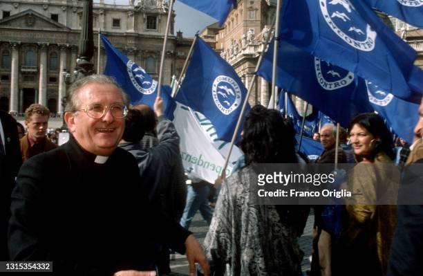 Don Pierino Gelmini, founder of the drug abuse rehabilitation center Comunità Incontro attends a rally against light drugs' liberalization at St....