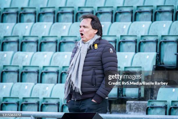 Christian Constantin President and Owner of FC Sion gives voice during the Swiss Super League match between FC Sion and FC Zurich at Stade Tourbillon...