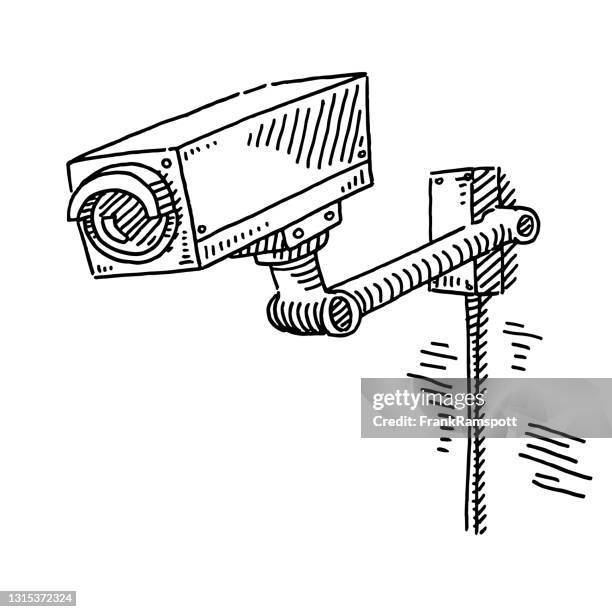 stockillustraties, clipart, cartoons en iconen met de tekening van de camera van de bewaking - security camera