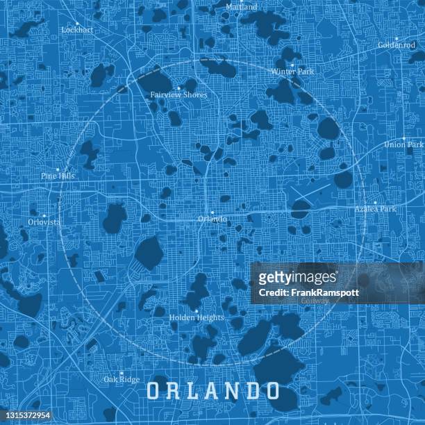 orlando fl city vector road map blue text - orlando florida stock illustrations