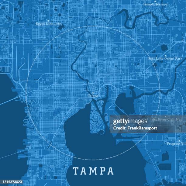 illustrations, cliparts, dessins animés et icônes de tampa fl city vector road map texte bleu - tampa