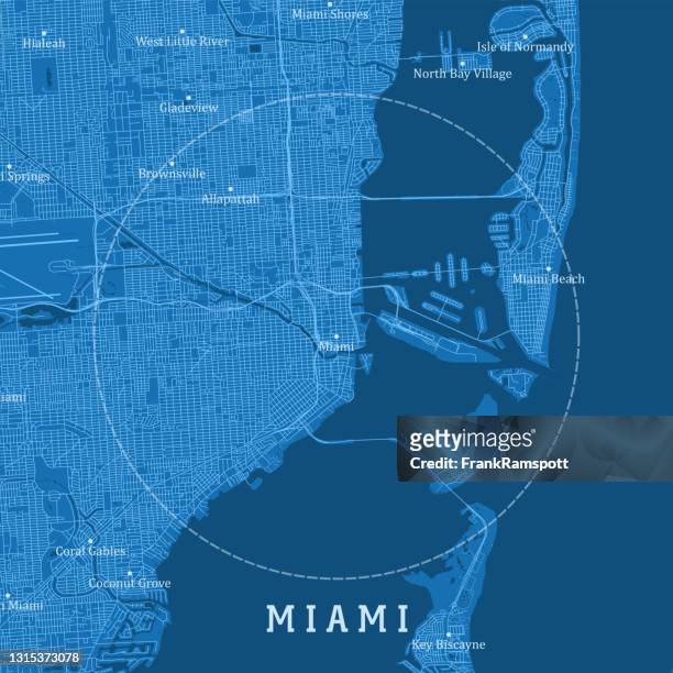 miami fl city vector road map blue text - miami stock illustrations