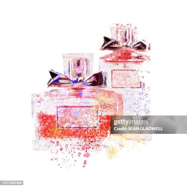 bottles of perfume illustration - scented stock illustrations stock pictures, royalty-free photos & images