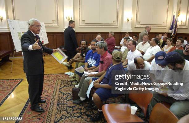 Photo Ryan McFadden 200502209 City property auction in city council chambers; left is Wil - Hahn of Bath, Pa Auctioneer for Max Spann Auctions