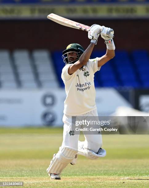 Haseeb Hameed of Nottinghamshire bats during the LV= Insurance County Championship match between at Derbyshire and Nottinghamshire at The Incora...