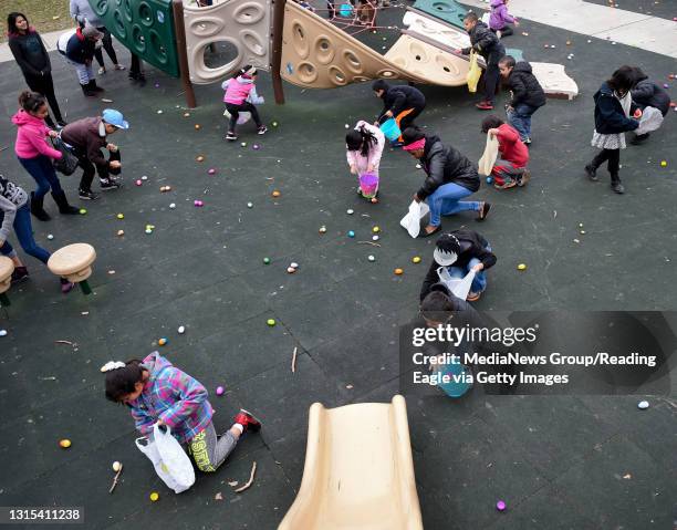Kids scramble during an Easter egg hunt at Pike Recreation Area. Photo by Natalie Kolb 3/19/2016