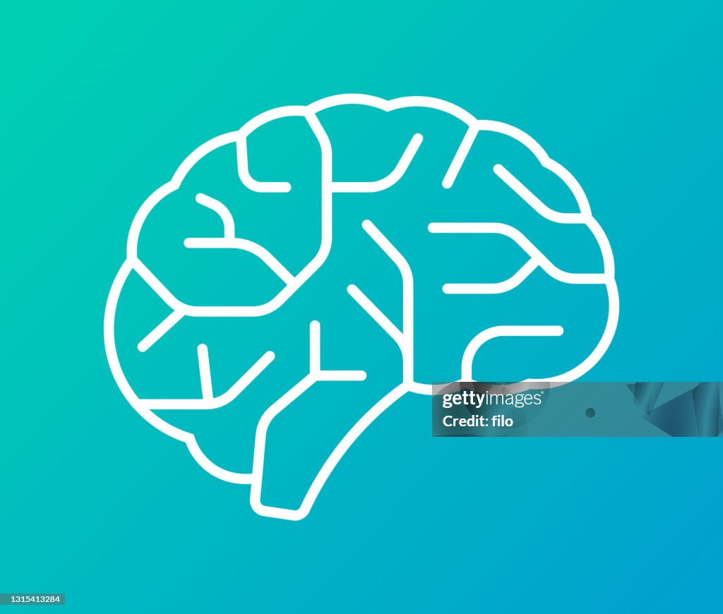 Human Brain Line Design Element