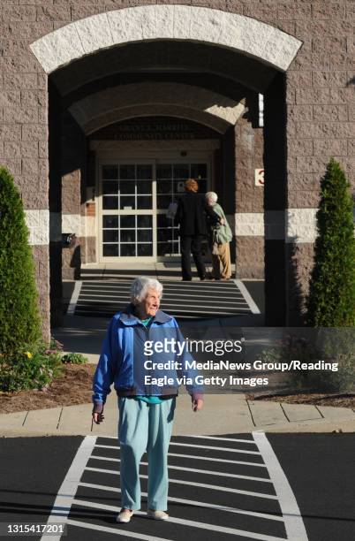 Photo Ryan McFadden Eleanor Hartman who turned 100 a couple of weeks ago and lives at Phoebe Berks Village loves to walk. She walked to vote today a...