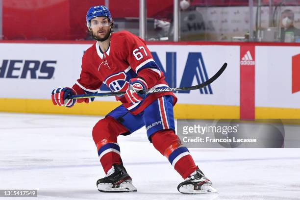 Michael Frolik of the Montreal Canadiens skates against the Toronto Maple Leafs in the NHL game at the Bell Centre on April 28, 2021 in Montreal,...