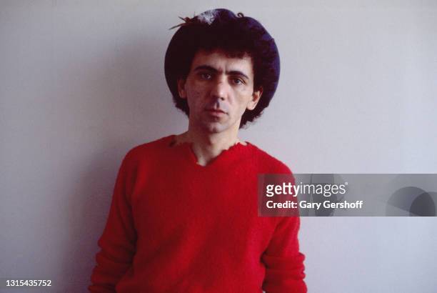 Portrait of British Pop and New Wave musician Kevin Rowland, of the group Dexys Midnight Runners, New York, New York, May 13, 1983.