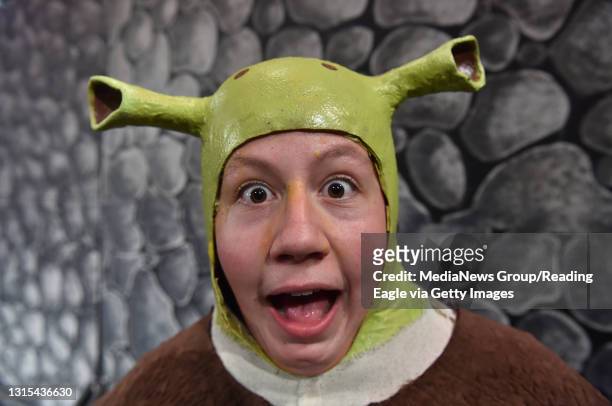 Adam Solecki a senior at Exeter and the lead in their production of "Shrek". At Exeter High School in Reifton Monday evening February 19, 2018. Photo...