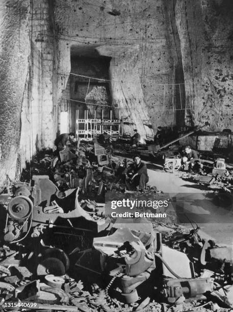 When the allies captured Naples, Italy, they found a great airplane factory far underground in a series of caves. This is one of the departments of...