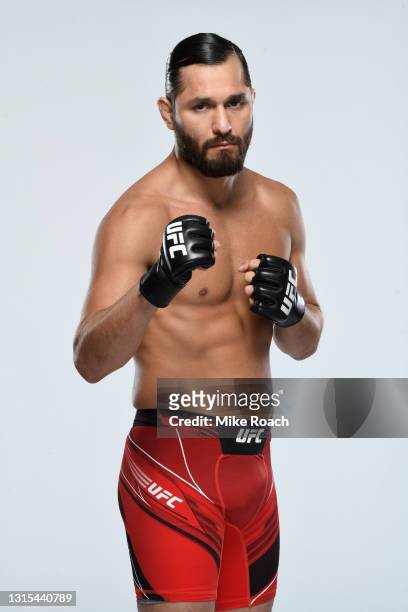 Jorge Masvidal poses for a portrait during a UFC photo session on April 21, 2021 in Jacksonville, Florida.