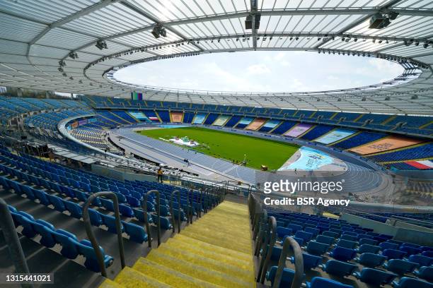 General view of the Silesian Stadium during a Training Session of World Athletics Relays Silesia21 at Silesian Stadium on April 30, 2021 in Chorzow,...