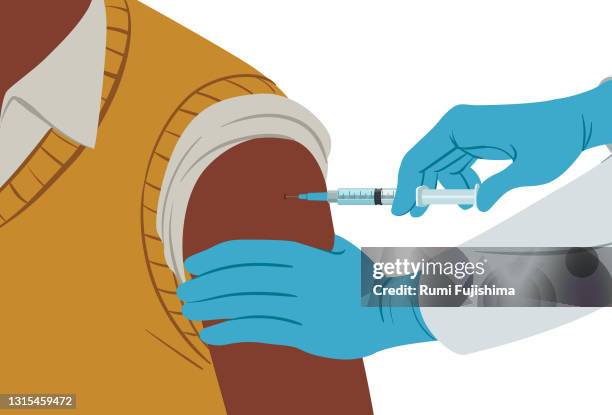 vaccination in the elderly - injecting stock illustrations