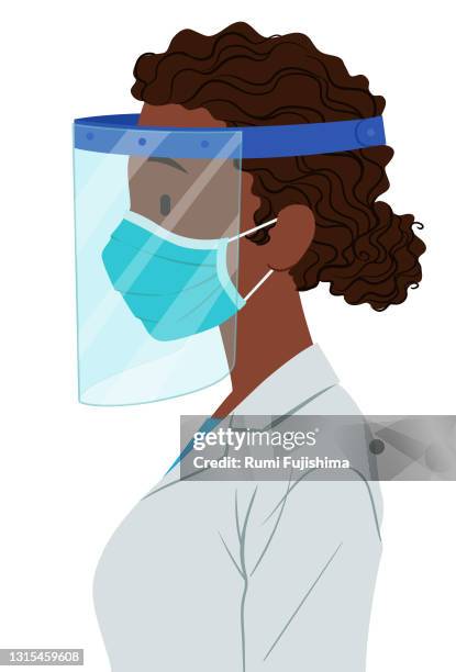protecting health - black hair white background stock illustrations