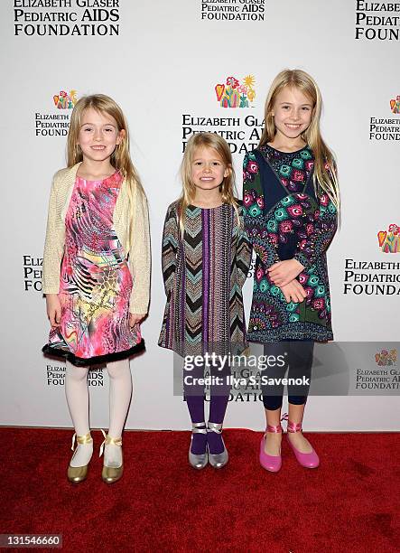 Ashley Gerasimovich, Erin Gerasimovich, and Alexa Gerasimovich attend the 2011 Elizabeth Glaser Pediatric AIDS Foundation Kids For Kids Family...