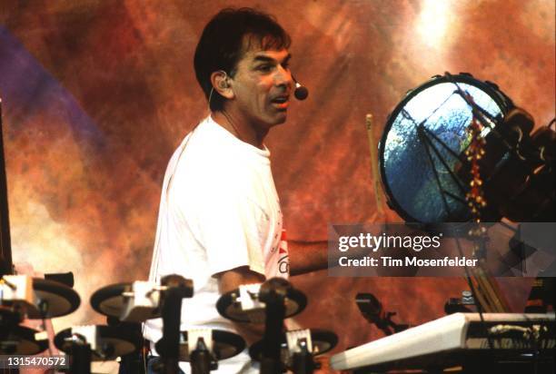 Mickey Hart performs during the Further Festival at Shoreline Amphitheatre on July 30, 1996 in Mountain View, California.