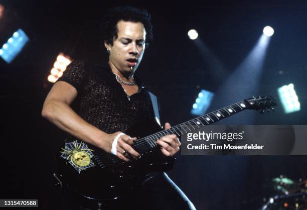 Kirk Hammett of Metallica performs during Lollapalooza at Spartan Stadium on August 2, 1996 in San Jose, California.