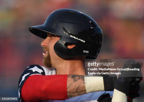 Reading catcher Nick Rickles Reading Fightin Phils defeat the Richmond Flying Squirrels 8-3 in a minor league class Double A baseball game at...