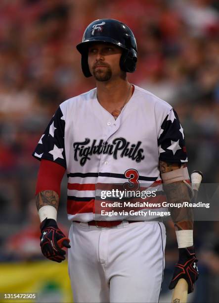 Reading catcher Nick Rickles Reading Fightin Phils defeat the Richmond Flying Squirrels 8-3 in a minor league class Double A baseball game at...