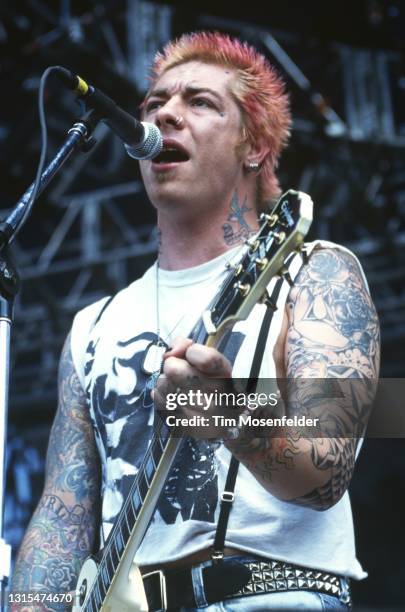 Lars Frederiksen of Rancid performs during Lollapalooza at Winnebago County Fairgrounds on June 30, 1996 in Rockford, Illinois.