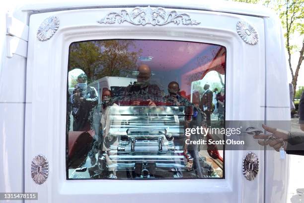 The remains of 16-year-old Ma'Khia Bryant are loaded into a hearse following her funeral at First Church of God on April 30, 2021 in Columbus, Ohio....