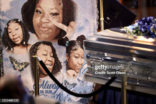 Family and friends attend a funeral service for 16-year-old Ma'Khia Bryant at the First Church of God on April 30, 2021 in Columbus, Ohio. Bryant was...