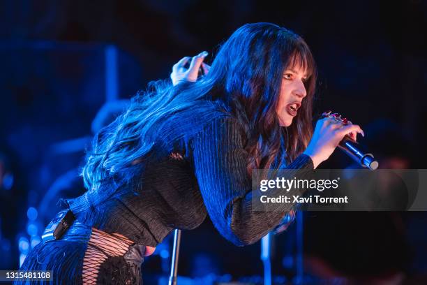 Nathy Peluso performs in concert at Palau de la Música Catalana during the Mil.lenni Festival on April 30, 2021 in Barcelona, Spain.