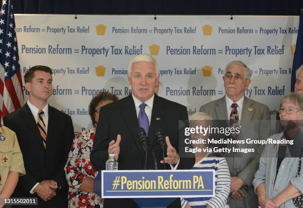 Corbett Pension Reform&#10;Governor Tom Corbett held a news conference with Senator Pat Browne and Representative Ryan Mackenzie to discuss the need...