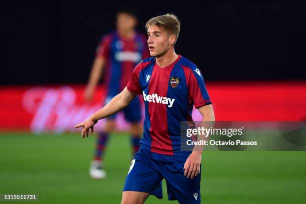 During the La Liga Santander match between RC Celta and Levante UD at Abanca-Balaídos on April 30, 2021 in Vigo, Spain. Sporting stadiums around...