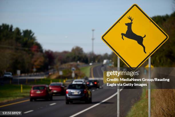 Deer Crossing Sign Deer Crossing Sign along Rte. I176 in Robeson Township. Photo by Bill Uhrich