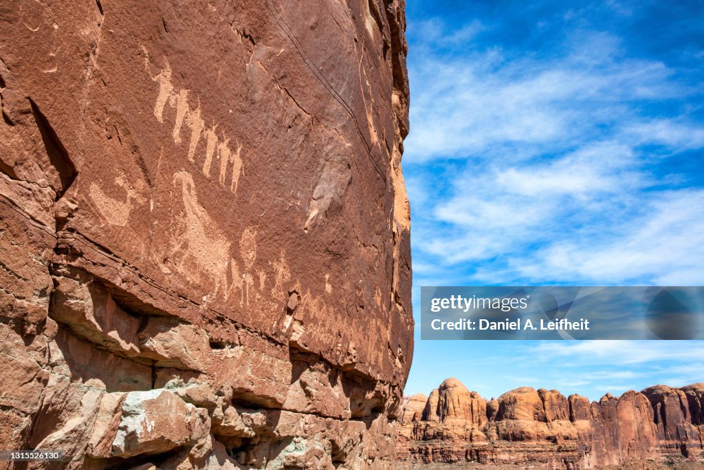 Ancient Native American Rock Art Near Moab Utah