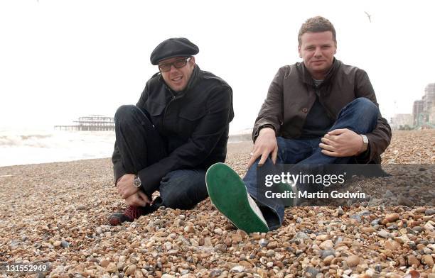 The Chemical Brothers, Tom Rowlands and Ed Simons, on the beach at Brighton, 8th May 2007.