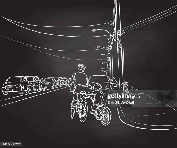 ridingwithmombicycleride - sidewalk chalk stock illustrations