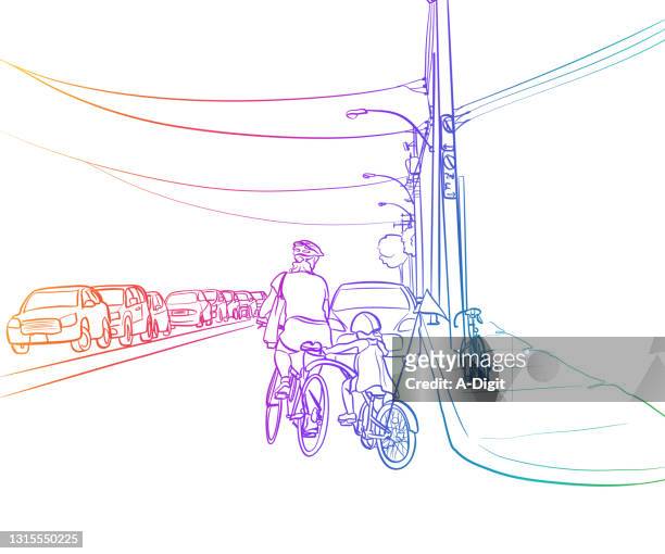 ilustrações de stock, clip art, desenhos animados e ícones de ridingwithmombicycleride - family cycling
