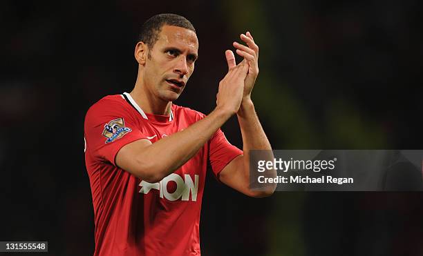 Rio Ferdinand of Manchester United leaves the field after the Barclays Premier League match between Manchester United and Sunderland at Old Trafford...