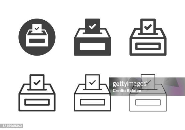 election box icons - multi series - vote ballot box stock illustrations
