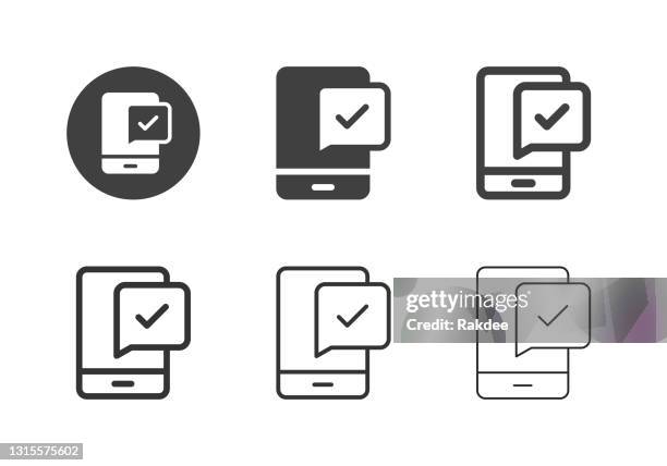 mobile confirmation icons - multi series - booking confirmation icon stock illustrations