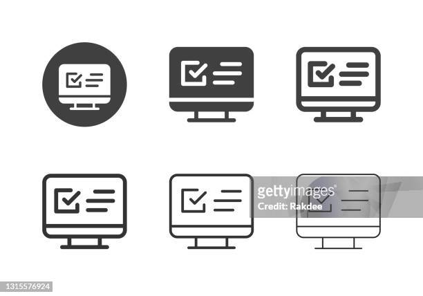 monitor list icons - multi series - computer stock illustrations